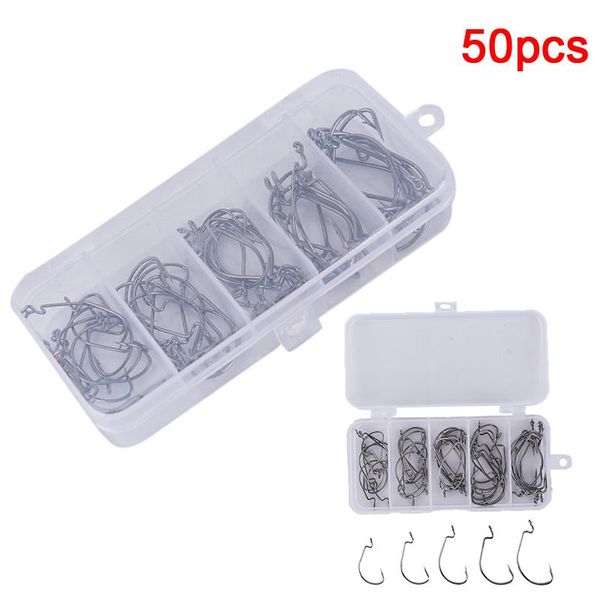 

50pcs sea hooks fishing box crank hook 2# 1# 1/0# 2/0# 3/0# carp snap big tackles accessories fishhook
