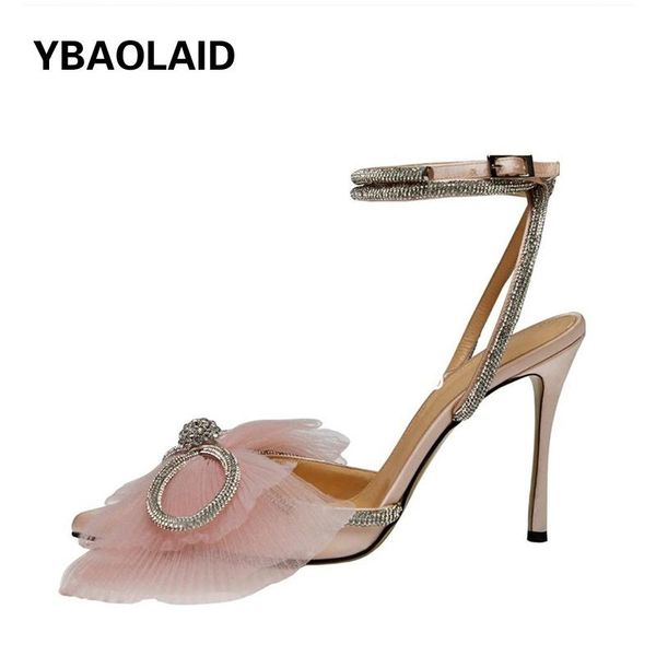 

dress shoes style rhinestone lace bow buckle sandals pink princess sweet pointed shallow mouth stiletto banquet high heels, Black