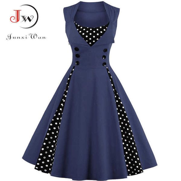 

2021s-4xl women robe retro vintage dress 50s 60s rockabilly dot swing pin up summer party dresses elegant tunic vestidos casual, Black;gray