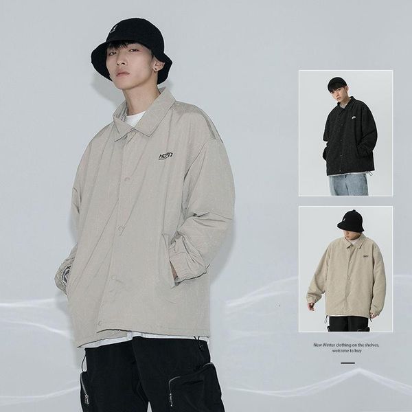 

printed work jacket men korean fashion loose casual pattern harajuku streetwear hip-hop retro coat men's jackets, Black;brown