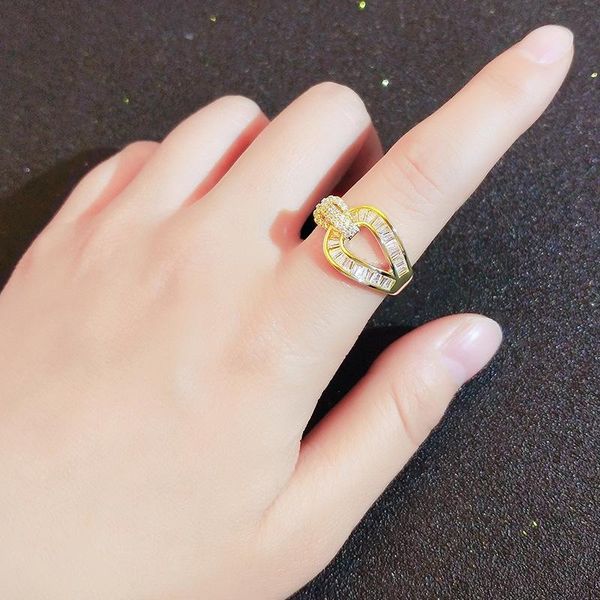 

unique design cz zirconia hollow alloy rings for women girls forefinger charms open ring wedding gifts accessories, Slivery;golden