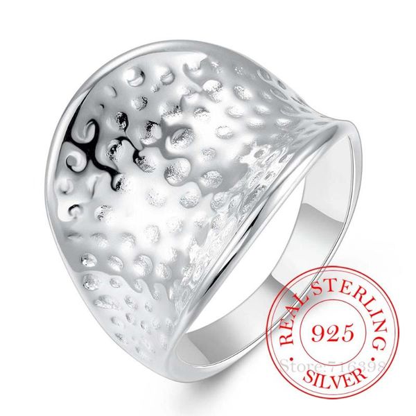 

cluster rings 2021 arrival 100% 925 sterling thumb spot for women big faced wide finger ring jewelry mama men gift, Golden;silver