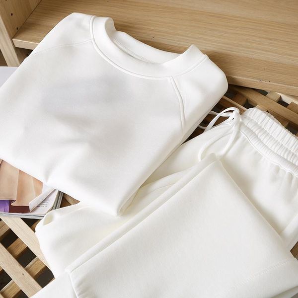 

Women's Two Piece Pants Lady Jogging Casual Sweatshirts Set For Women, White