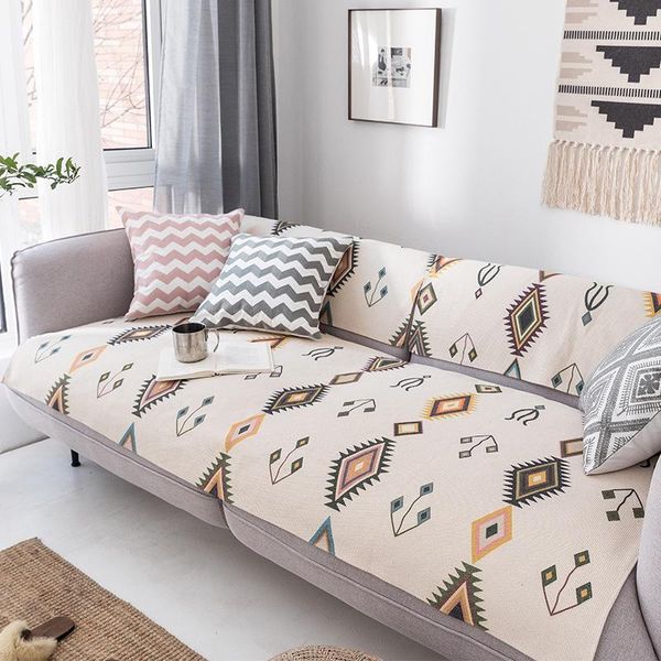 Campa de cadeira Cossa de linho de algodão nórdico Coscão simples moderna Four Seasons Tapa de sofá universal de 3 lugares