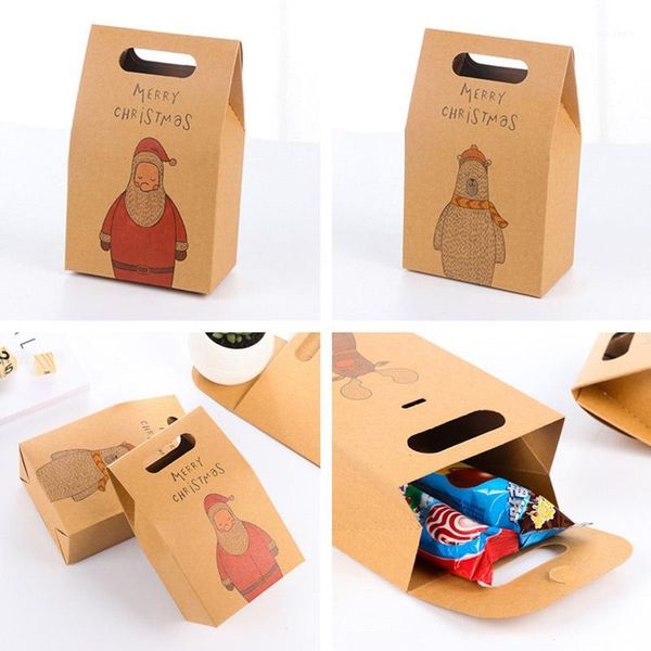 

5pcs christmas paper bag box xmas party holiday cookies candy present