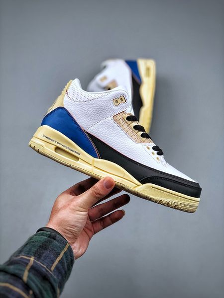 

basketball shoe mens trainer fragment design x jumpman 3 retro white black-blue outdoor sneakers sports trainers with original box accessori