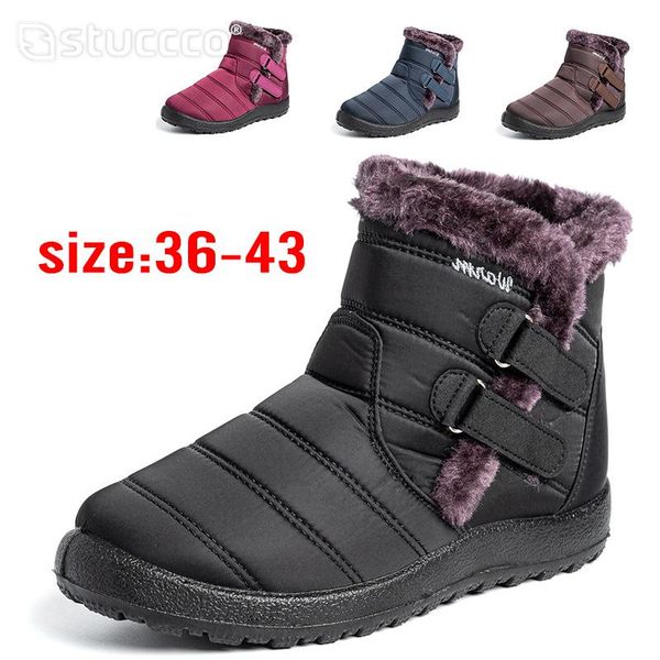 

boots 2021 fashion waterproof snow for winter shoes plus size women casual lightweight ankle botas mujer warm, Black