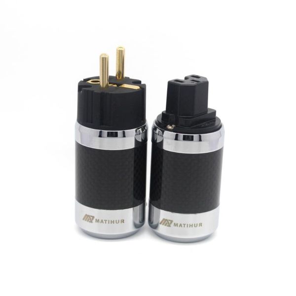 

smart power plugs pair version matihur carbon fiber gold plated iec eu schuko plug