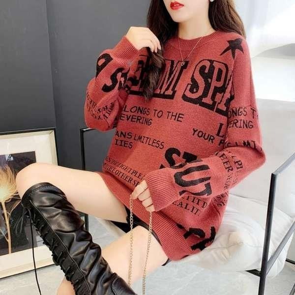 

women's jackets letter female knitted shirt outdoor fashionable fashion in ins 5lyx, Black;brown