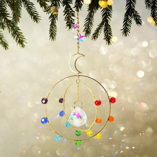 

decorative objects & figurines metal rainbow collection hanging star moon crystal prisms wind chimes decor with beautiful reflection practic