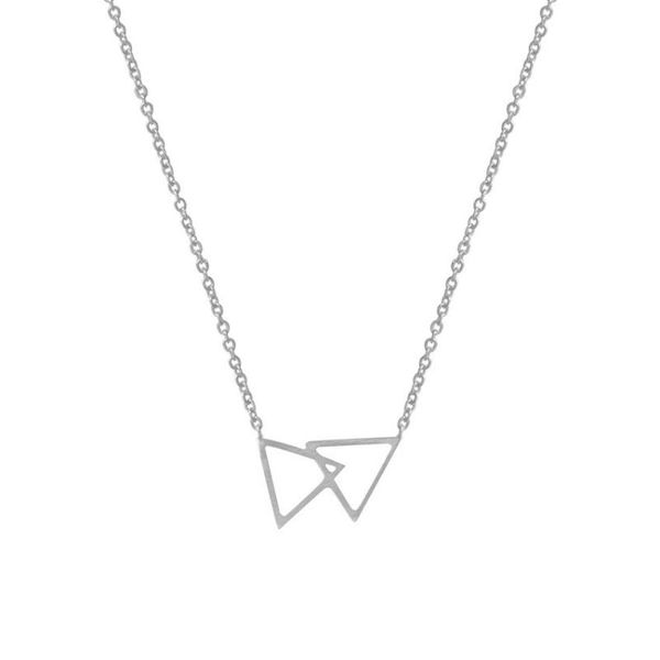 

pendant necklaces gorgeous tale stainless steel geometric triangle necklace pendants double for women vintage accessories 2021, Silver