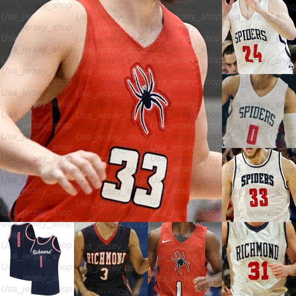 

custom richmond spiders basketball jerseys jacob gilyard nick sherod blake francis nathan cayo grant golden johnny newman connor crabtree, Black;red