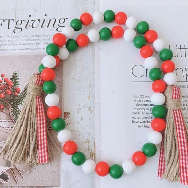 

decorative objects & figurines wooden beads garland long lasting vintage classic jute rope plaid tassel natural wood home decor decoraciÃ³n