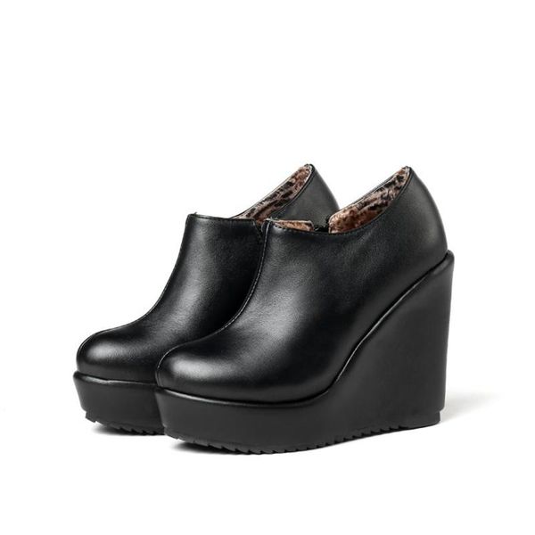 

boots blxqpyt spring autumn winter big size 32-43 ankle women short wedges super high hells 11cm ladies shoes c8-61, Black