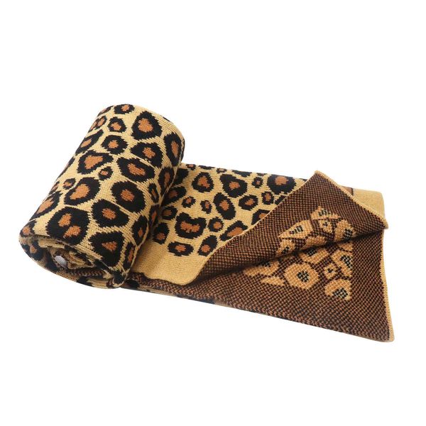 

factory wholesale new knitted baby leopard wool rugby american football summer air conditioning quilt warm blanket