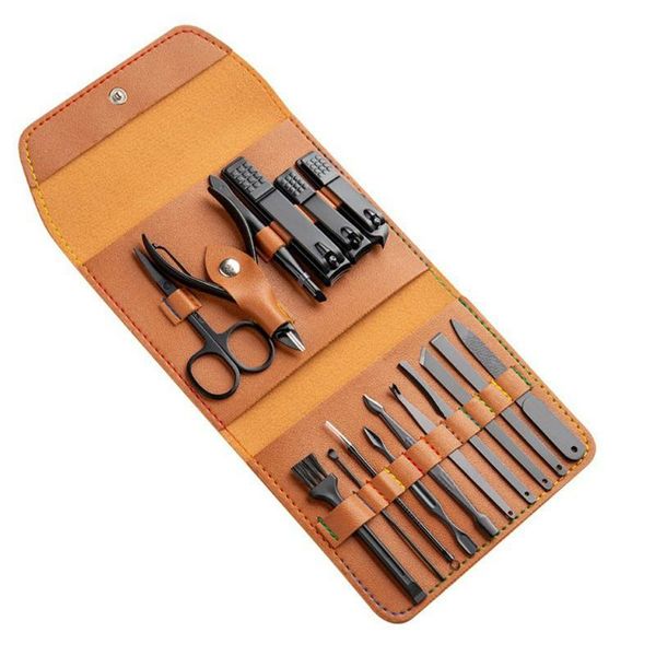 

nail art kits 16 pcs clipper sets manicure set pedicure kit professional grooming tool with leather bag