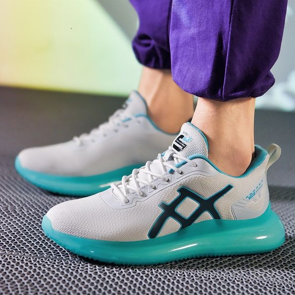 

464748 yards foreign trade plus size mens shoes fashion flying woven luminous dad shoes lightweight mesh surface breathable popcorn shock-ab, Black;white