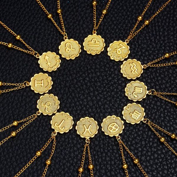 

necklace for women zodiac chain charms choker fashion collier femme naszyjnik colgantes collares pendant necklaces, Silver