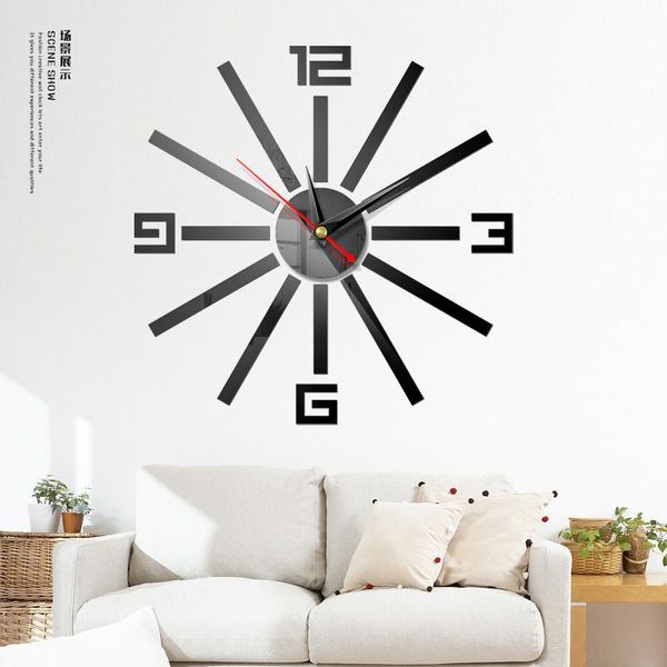 

wall clocks creative european style clock home diy3d three-dimensional decorative acrylic digital mirror sticker