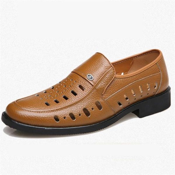 

sandals men cow leather outdoor 2021 summer handmade shoes breathable casual footwear walking size 38-45, Black