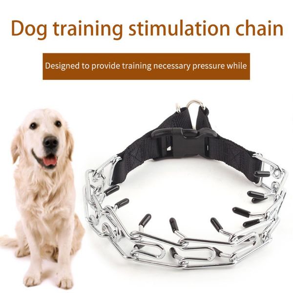 

dog collars & leashes adjustable size pinch training puppy prong collar with snap buckle outdoor walking practical quick release pet choker