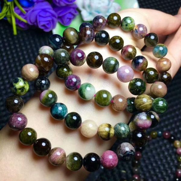

natural colorful crystal beads bracelet 9-8.5mm beaded, strands, Black