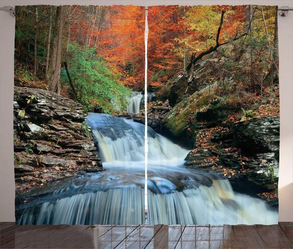 

curtain & drapes multicolor outdoor curtains landscape image waterfall at national park colorful foliage fall season living room window