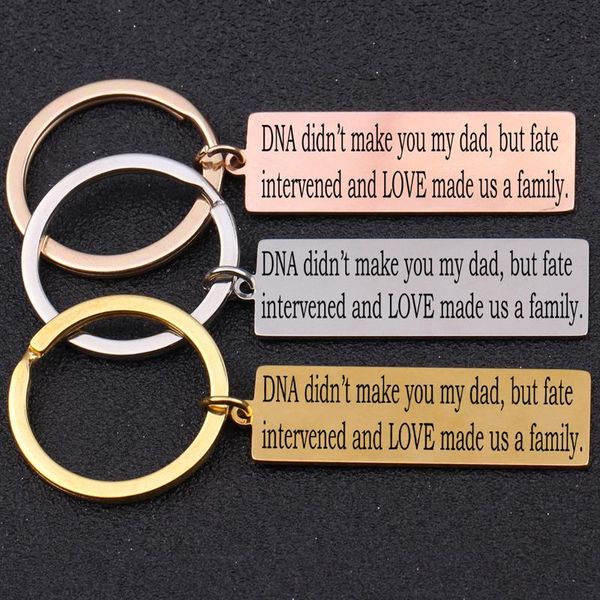 

keychains keychain engraved dna didn't make you my dad but fate intervened and love made us a family father's day gift key ring ho, Silver
