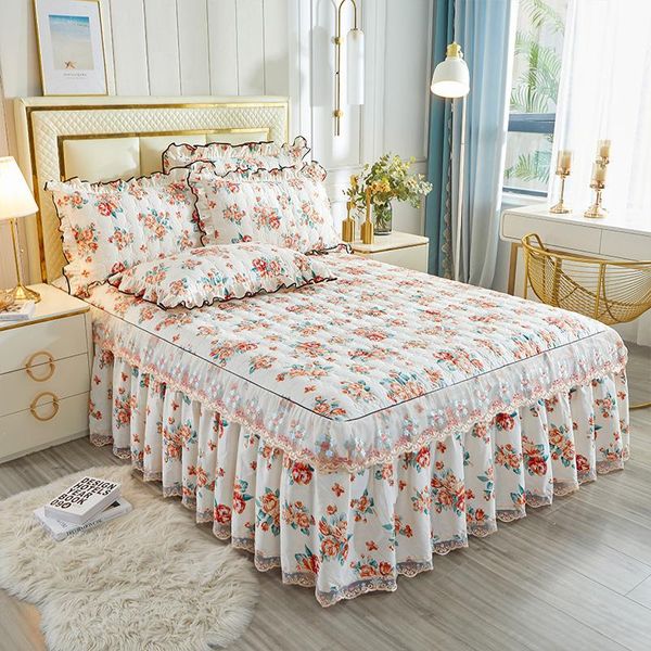 

bedding sets luxury comfortable simple cute 100% cotton quilted bed skirt pillowcase 3pc single double machine washable household