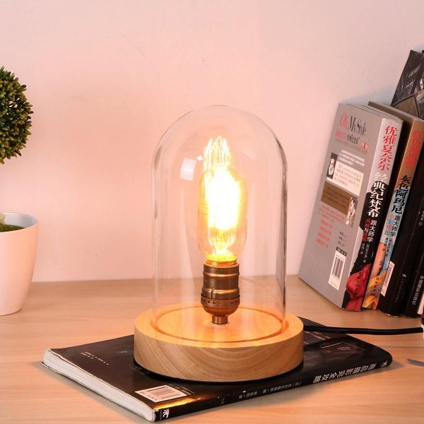 

table lamps retro style bedroom vintage wood desk lamp wooden decorative log glass for home decor lampara de mesa modernas