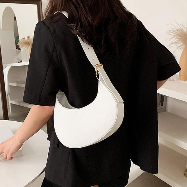 

evening bags french style leather shoulder bag crescent armpit small handbags for women clutch solid color fashion vintage tote purse