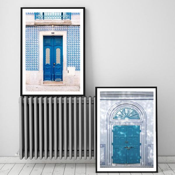 

wall stickers self-adhesive the blue door lisbon portugal painting green posters print art pictures living room decor