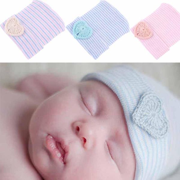 

caps & hats born baby hat toddler warm cotton striped soft pink white boys girls beanies for 0-6m, Yellow