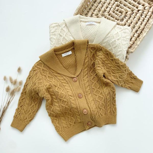 

pullover children's thick sweater stitch navy lapel coat, Blue