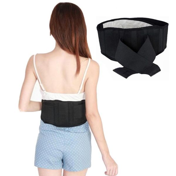 

women men waist support belt thermal self-heating lumbar brace warmer, Black;gray