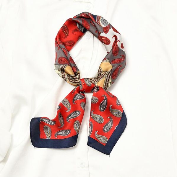 

scarves yishine 70x70cm women multifunction polyester silk scarf cashew printed satin small square wraps shawl, Blue;gray