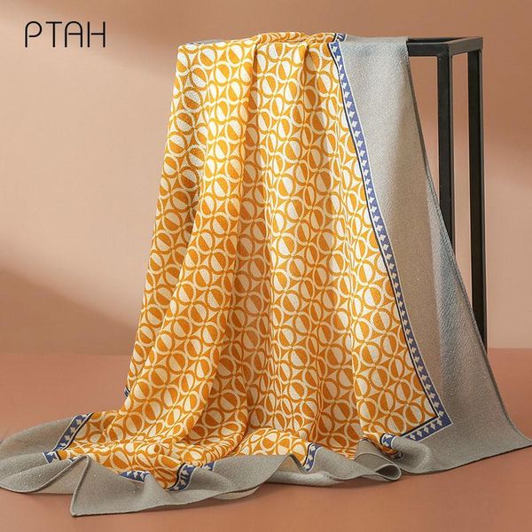 

scarves [ptah] 73*73cm 100% mulberry silk scarf ladies temperament elegance fashion square neckerchief printed high quality, Blue;gray