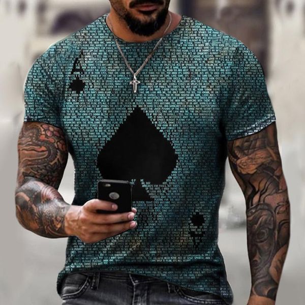 

men's t-shirts fashion casual men t-shirt ace of spades vintage poker letter printed oversized t shirt streetwear short sleeve 2021, White;black