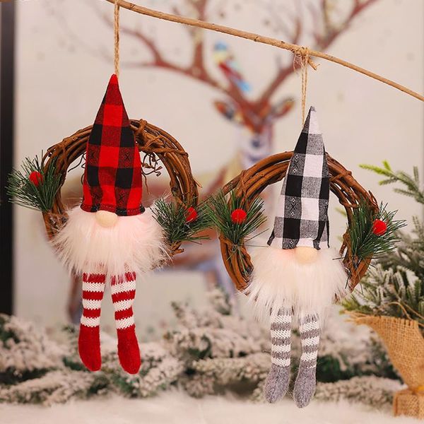 

decorative flowers & wreaths christmas decoration red and black lattice forest man wreath rattan tree hanging doorknob