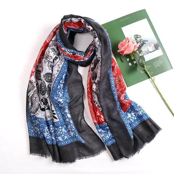

scarves cotton cashew hijab scarf muslim floral tassels shawls headband wraps lightweight long party gift beautiful 1pc, Blue;gray