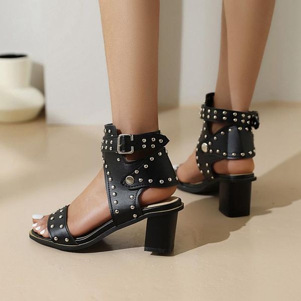 

sandals blxqpyt 2021 gladiator ankle strap women pumps summer fashion open toe high heels thick party casual shoes f67, Black