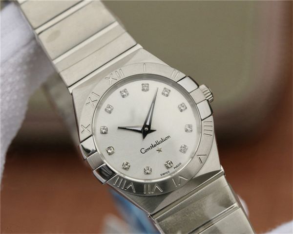 

tw super 005 constellation 27mm lady watches 1376 quartz movement diamond watch waterproof electroplated air mirror glass, Slivery;brown