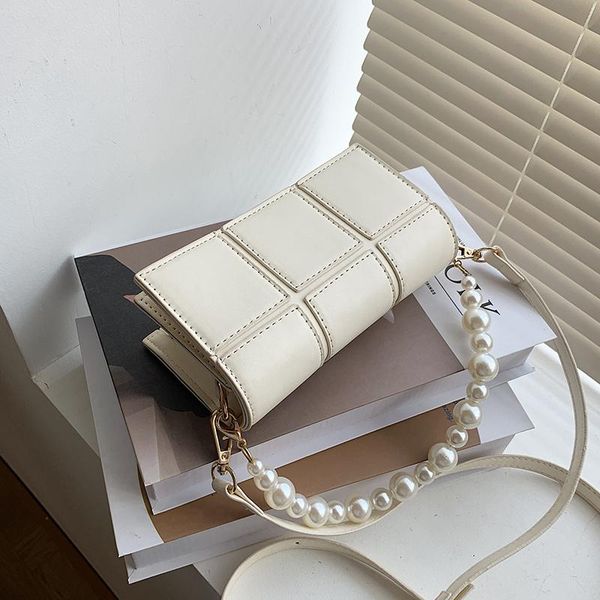 

evening bags pearl beading solid color mini pu leather crossbody for women 2021 summer shoulder clutch ladies handbags and purses