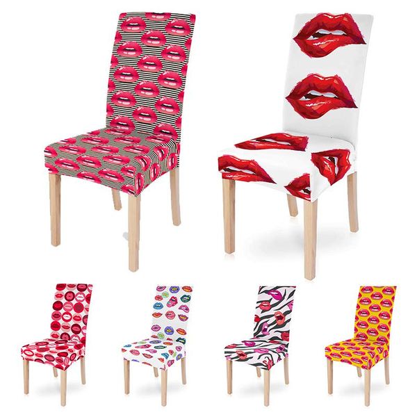 

mouth printing chairs covers polyester spandex dining room stretch seat cover chair protective case for restaurant el