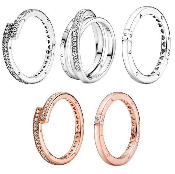 

2021 new early autumn classic series ring 925 sterling silver logo & hearts rings for women anillos girl fine jewelry, Slivery;golden