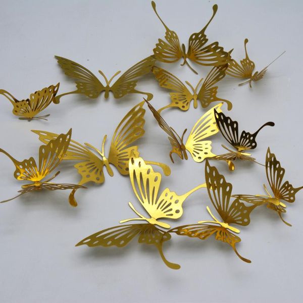 

wall stickers golden diy 3d multicolor butterfly kids baby rooms kitchen home decoration glue accessories