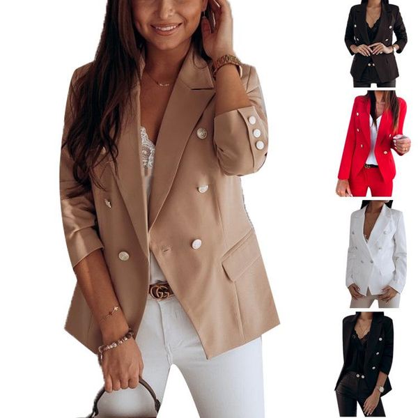 

women's suits & blazers 2021 autumn korean version of the slim fashion small woman retro british style suit single piece jacket female, White;black