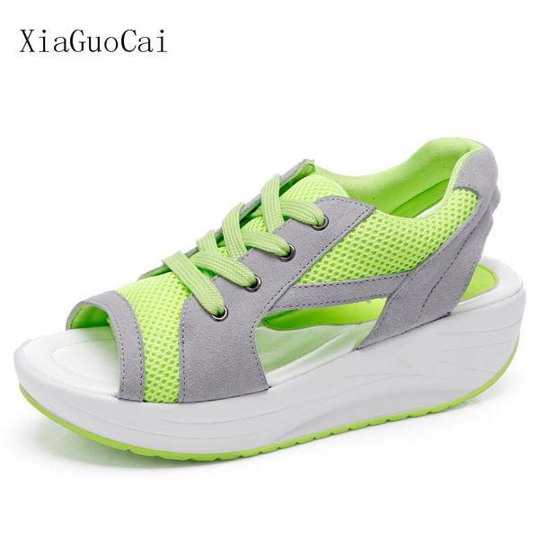 

peep toe women wedges sandals lace-up cutouts female beach outdoors platform brand shoes, Black
