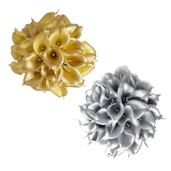 

decorative flowers & wreaths latex pu calla lilies golden silver simulation plant bouquet wedding decor diy 36cm garden arrangement floral o