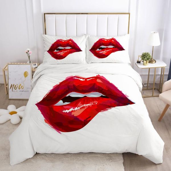 

bedding sets couple bed quilt cover 200x200 kiss lips printed duvet with pillowcase king size 240x220 set for home linens